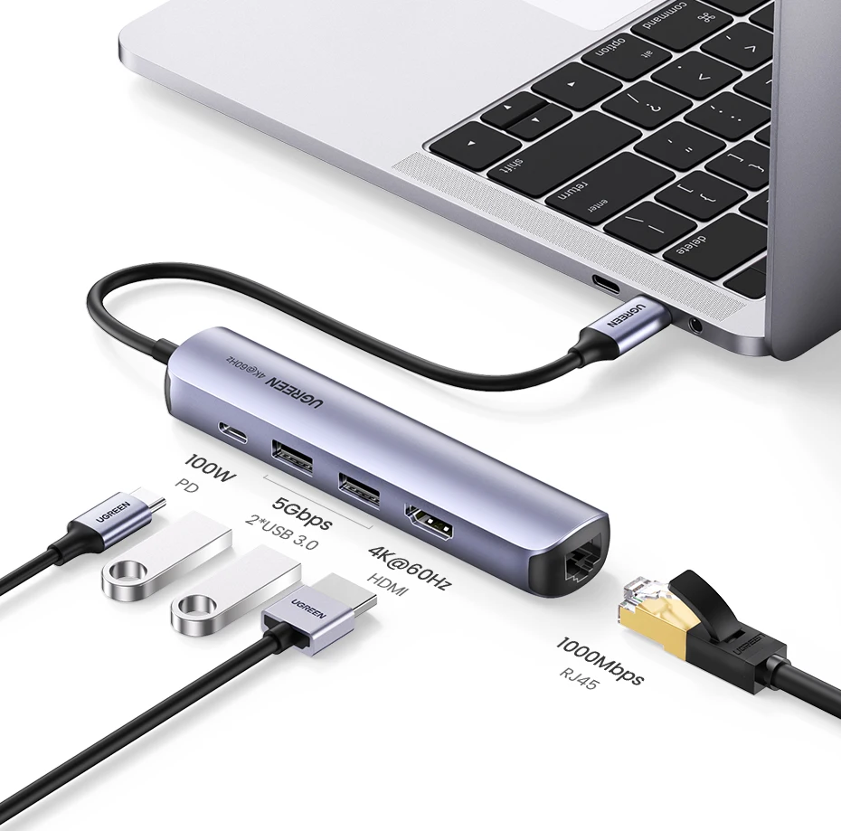 usb tipo c 3.1 para hdmi rj45