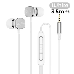 Enhanced Type C Wired HiFi Bass Earphones with Surround Sound (White 3.5mm)