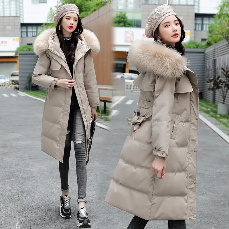 

Winter Jacket Women Parkas Elegant Hooded Female Coat 2023 Fox Fur Collar White Long Jacket Women Coat Puffer Jacket
