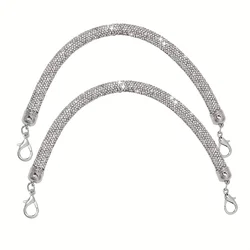 Glam Sparkle Rhinestone Crystal Bag Strap - Elegant Replacement Accessory (2Pcs Silver)