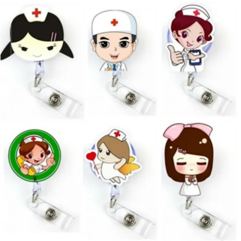 

1PC Nurse Staff Name Badge Reel ID Holders Work Card Clip for Hospital Medical Workers Pass Card Retractable Lanyard Badge Clip