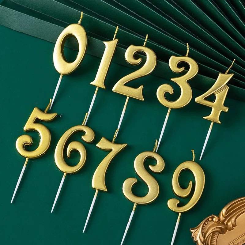 Curve Gold Numbers 0-9 Happy Birthday Cake Candles Creative Decorations For Children's First Birthday Number Candles party decorations birthday party supplies cake decorations cake candles gold leaf cake decorations