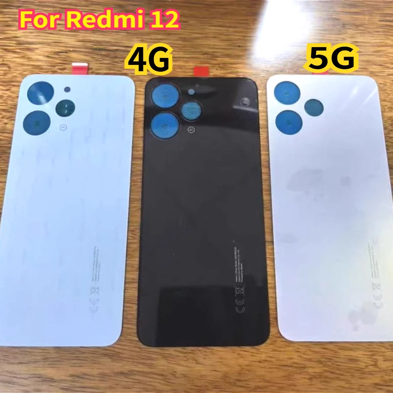 레드미 12 5G 후면 배터리 커버 후면 유리 도어 하우징 교체용 레드미 12 4G 후면 커버