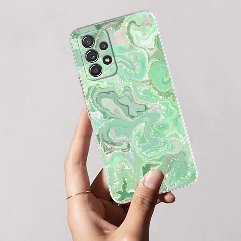 Flowing Color Marble Pattern Clear Phone Case