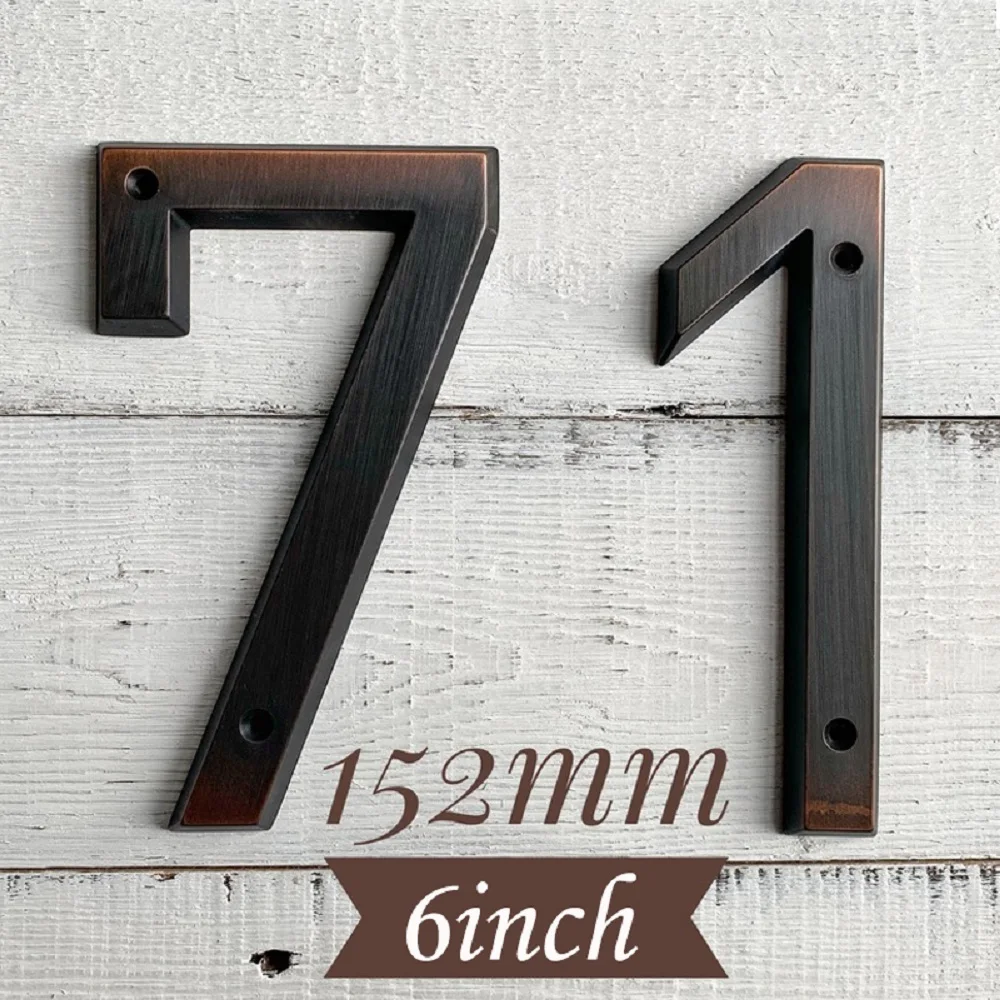 Metal House Number Outdoor 6 inch Aged Bronze Apartment Door Number Mailbox Address Sign #0-9 With Screws 1pc house number signs door signs house numbers number plate