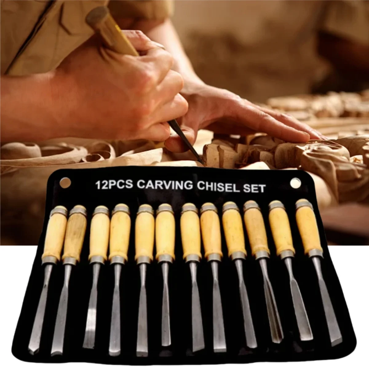 Professional Wood Carving Sharp Hand Chisel Woodworking Gouges for Beginners Hobbyists and Professionals wood carving chisels carving chisels 12pcs with Black Case