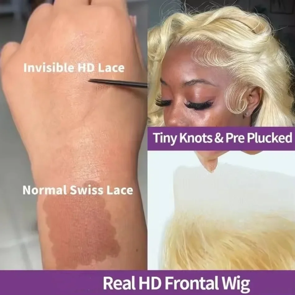 220% Density Human Hair Wigs Blonde 613 Lace Front Wigs 13x4 Body Wave Human Hair Lace Frontal Wig Brazilian Hair Wigs for Women 5