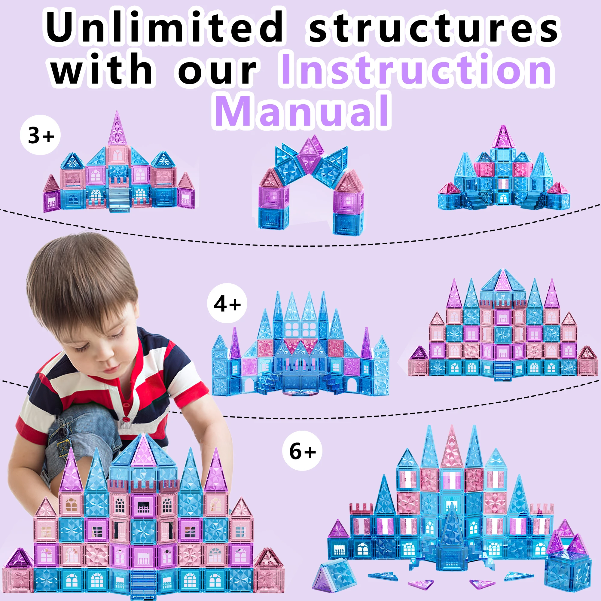 Ice and snow world magnetic film, creative structure cognitive toy, suitable for birthday gifts for boys and girls over 3 years
