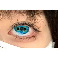 Halloween Scary Crazy Cosplay Contact Lenses - Mini Sclera Softlens 14.5mm (Blue)