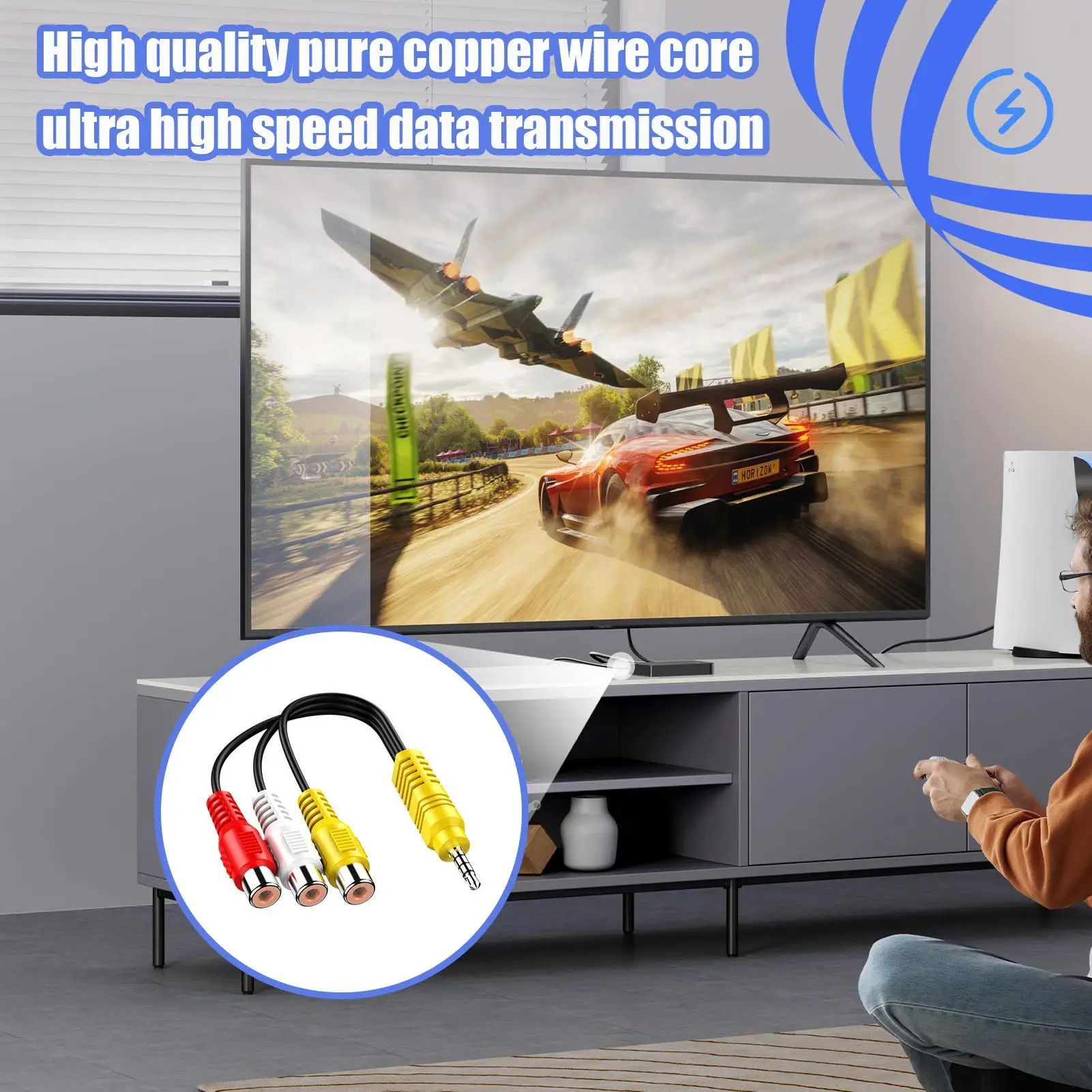 AV Adapter Cables ForTCL Dedicated 3.5mm Jack Plug RCA Cable 3.5 Aux Male To 3 RCA Female Adapter Mini Aux Stereo Audio Video - 3