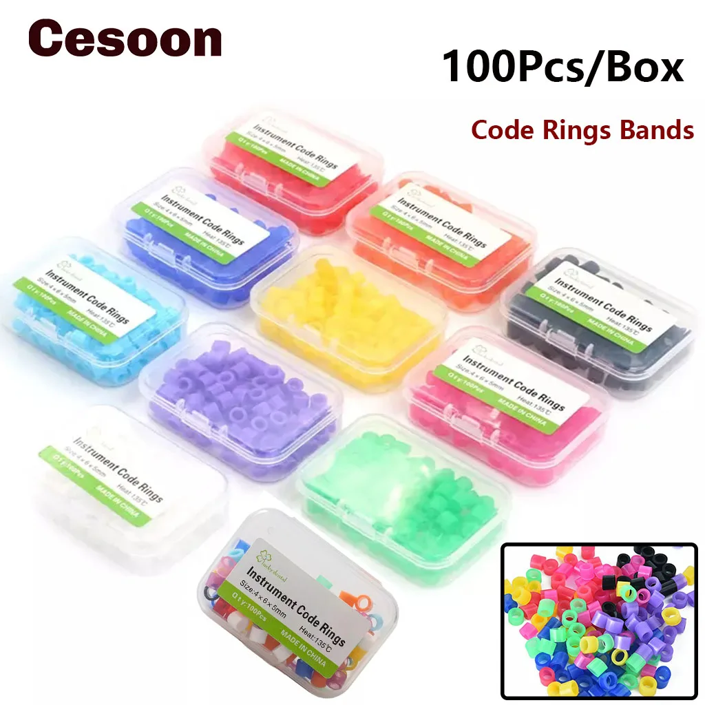 Cesoon 100pcs/box Silicone Dental Instrument Color Code Rings Bands Circle Multicolor