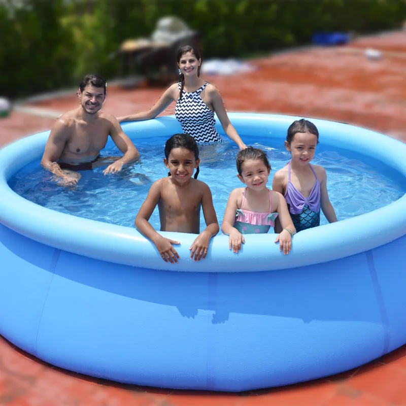 180*73cm Adult Children's Inflatable PVC Round Swimming Pool Summer Home Outdoor Bathtub Clip Net Thickened Cushion Pool