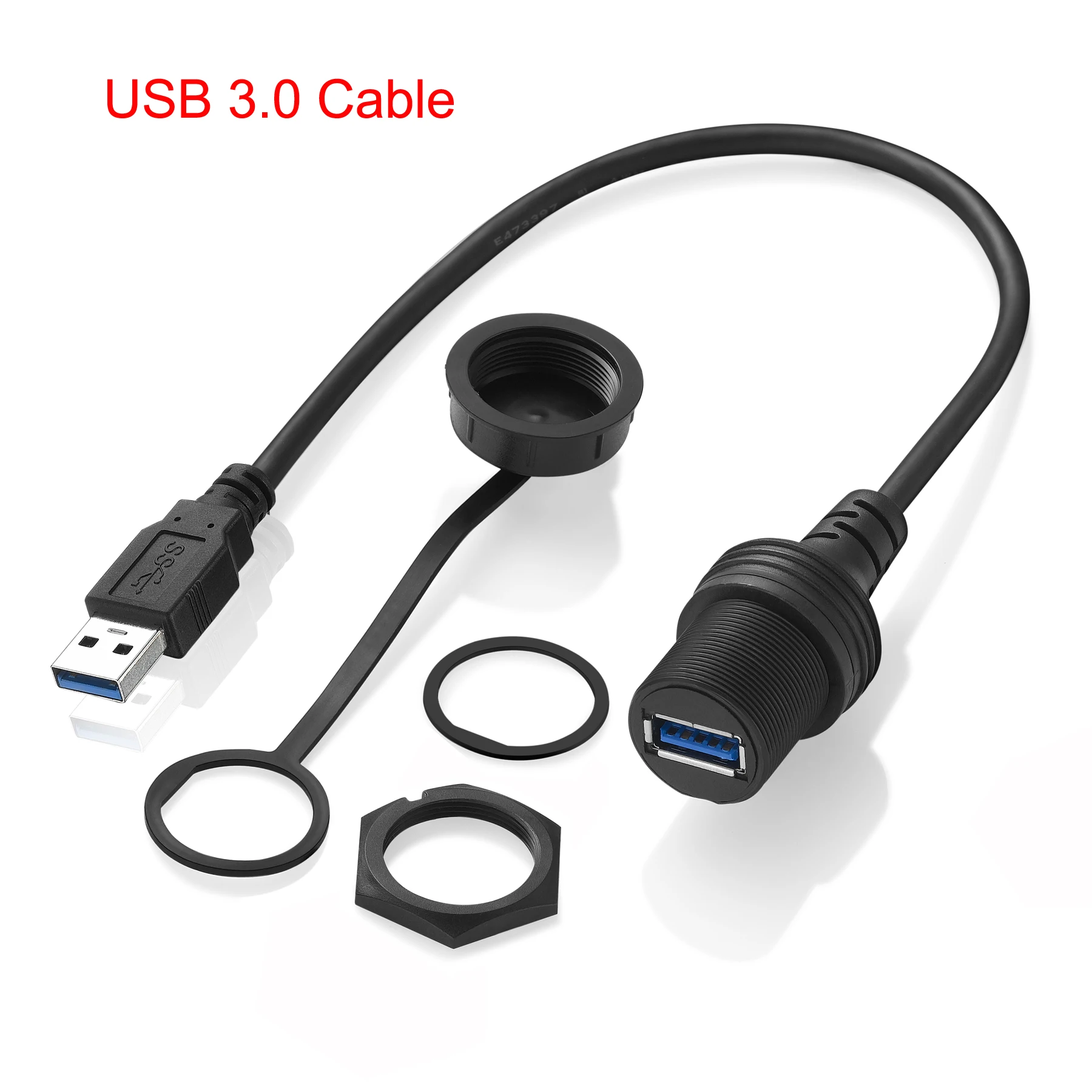 Bochara 대시 보드 USB 3.0 USB 2.0 남성-여성 케이블 플러시 마운트 패널 자동차 오토바이 보트에 대한 커버 차폐 방수