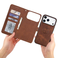Premium Calfskin Detachable Magnetic Flip Case with Secure Magnet Clasp - iPhone 14 Pro Max (Brown)