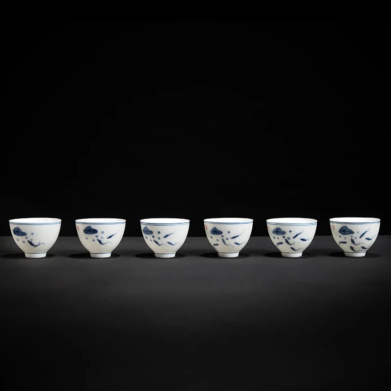 Set Tazze da Tè (6) - Motivi Cinesi in Blu e Colori, dipinta a mano 51 Set Tazze da Tè (6) - Motivi Cinesi in Blu e Colori,  dipinta a mano - immagine 11