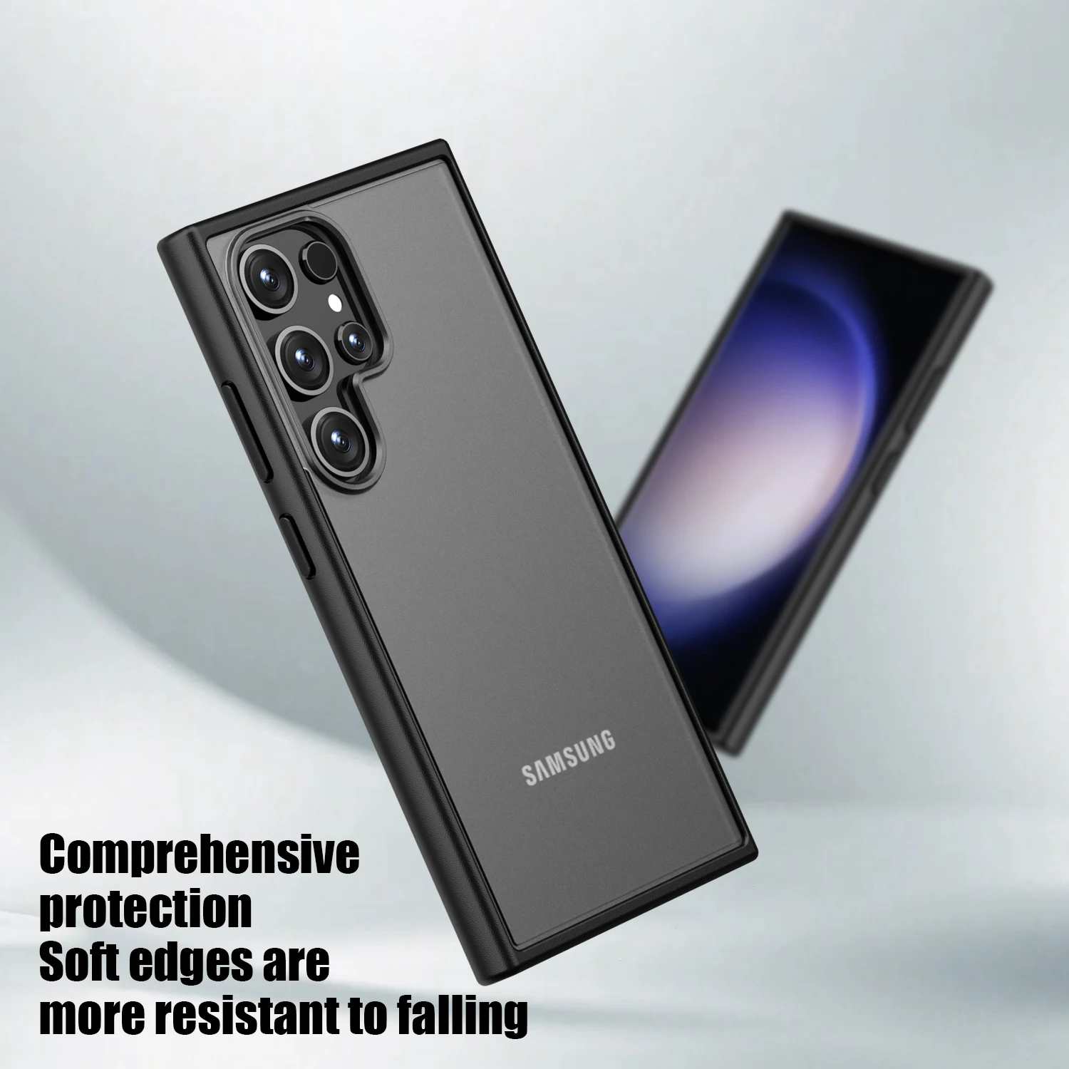 Matte Clear Shockproof Phone Case with Soft Silicone Frame Cover