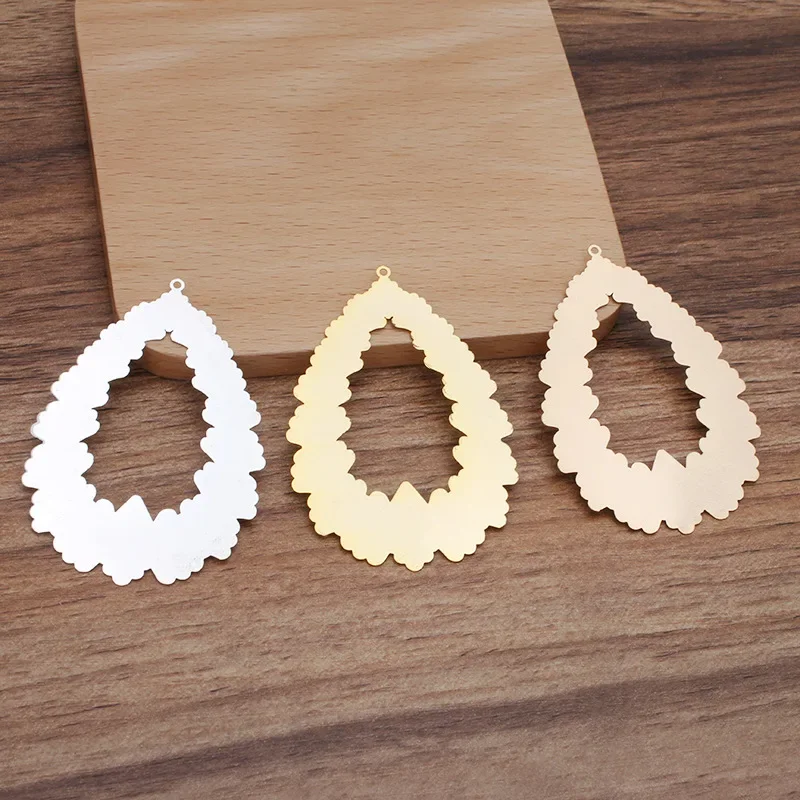 BoYuTe 물방울 모양의 황동 시트 펜던트 재료, 쥬얼리 제작 DIY, 43x61mm, 10 개/로트