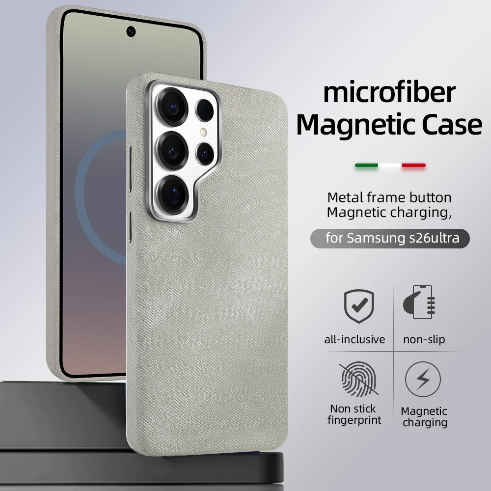 Magnetic Wireless Charging Phone Case with Metal Camera Lens Protector and Microfiber Lining
