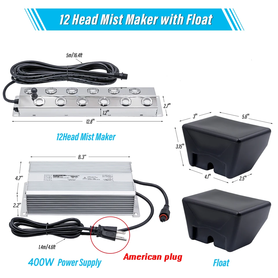 110 V/220 v 4/6/8/10/12 ヘッド超音波ミストメーカー噴霧器ステンレス