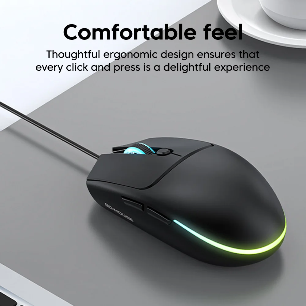 RGB 유선 컴퓨터 마우스 3D 미끄럼 방지 롤러 USB 광 마우스 게이머 PC 노트북 컴퓨터 마우스 사무실 가정용