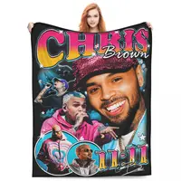 2024 Chris Brown 11 11 Tour Blanket Flannel Textile Decor HipHop Homage Relax Warm Throw Blanket for Bed Bedroom Bedding Throws 1