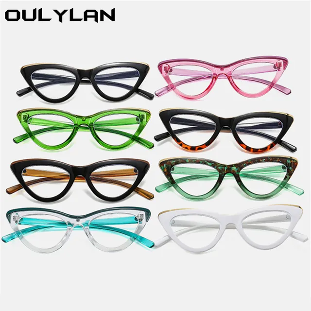  - Oulylan Small Cat Eye Spectacles Frame Women Anti blue Light Clear Eyeglasses Vintage Computer Prescription Myopia Glasses Frame