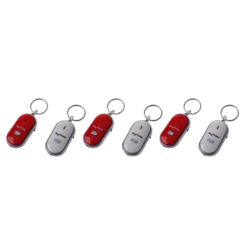 

6Pcs Whistle Lost Key Finder Flashing Beeping Locator Remote Keychain LED Ring