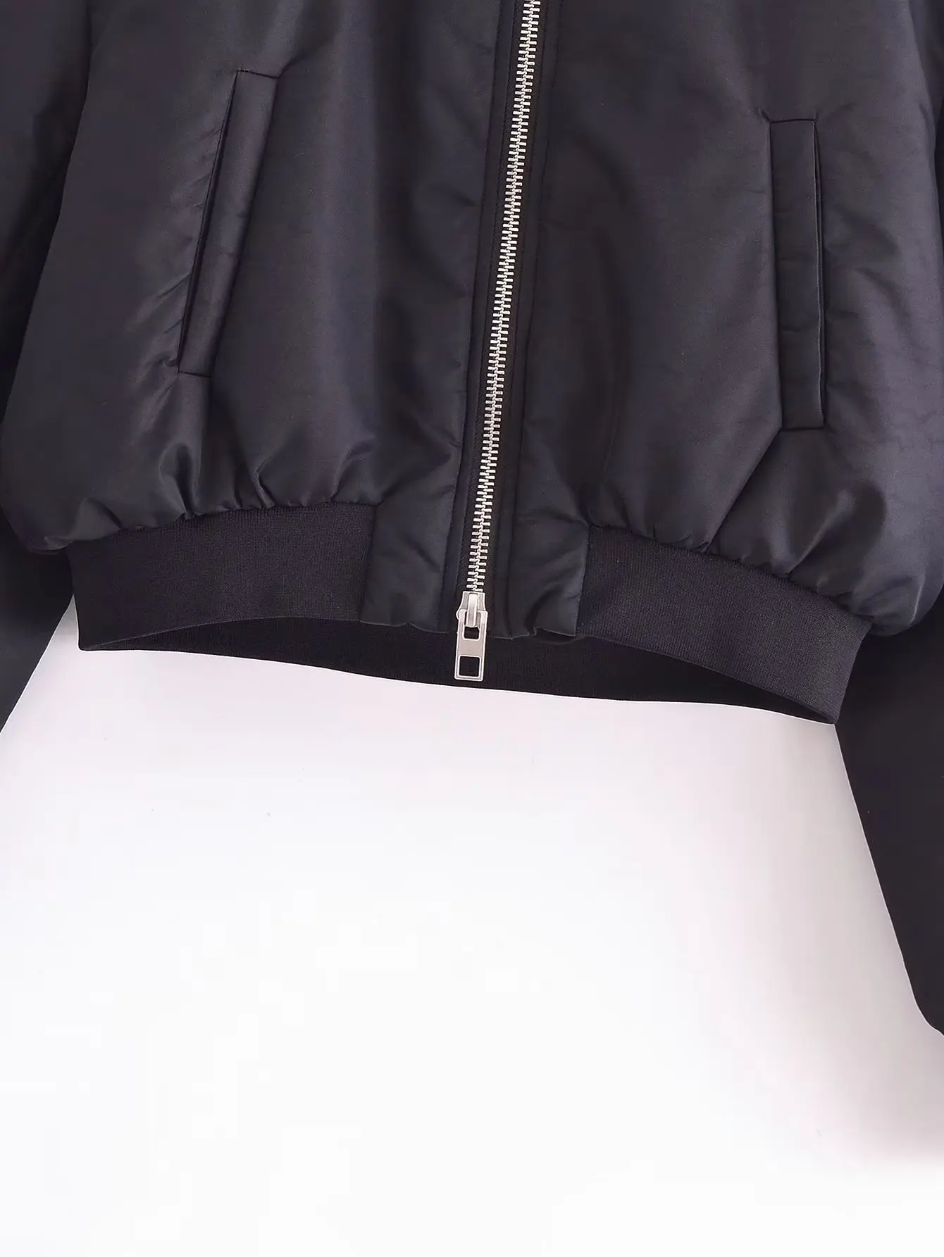 Withered High Street Zipper Bomber Jacket Coat Fashionable Loose Short Winter Coat Women