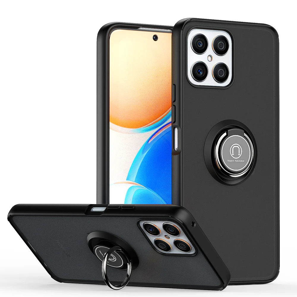 Capa de celular transparente mate com anel para honor x8_voghion.com