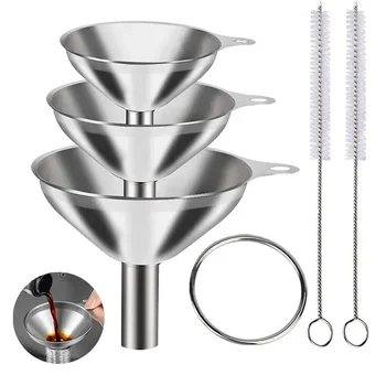 🍶 3/5 Pcs Stainless Steel Kitchen Funnels Set 1