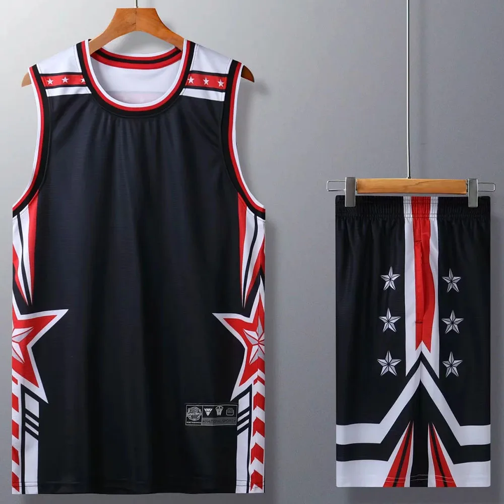 New Quick Dry Breathable Boys Basketball Jerseys Shirt Sports Shirts and Athletic Shorts Set for Youth Men Women Basketball