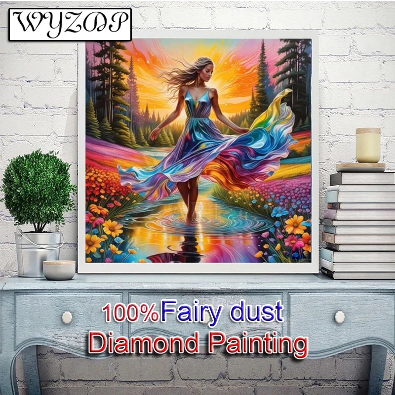 Beauty 5D Diy Fairy Dust Diamond Painting Kits Full Square Diamond Embroidery Stitch AB Art Crystal Doceration Gift