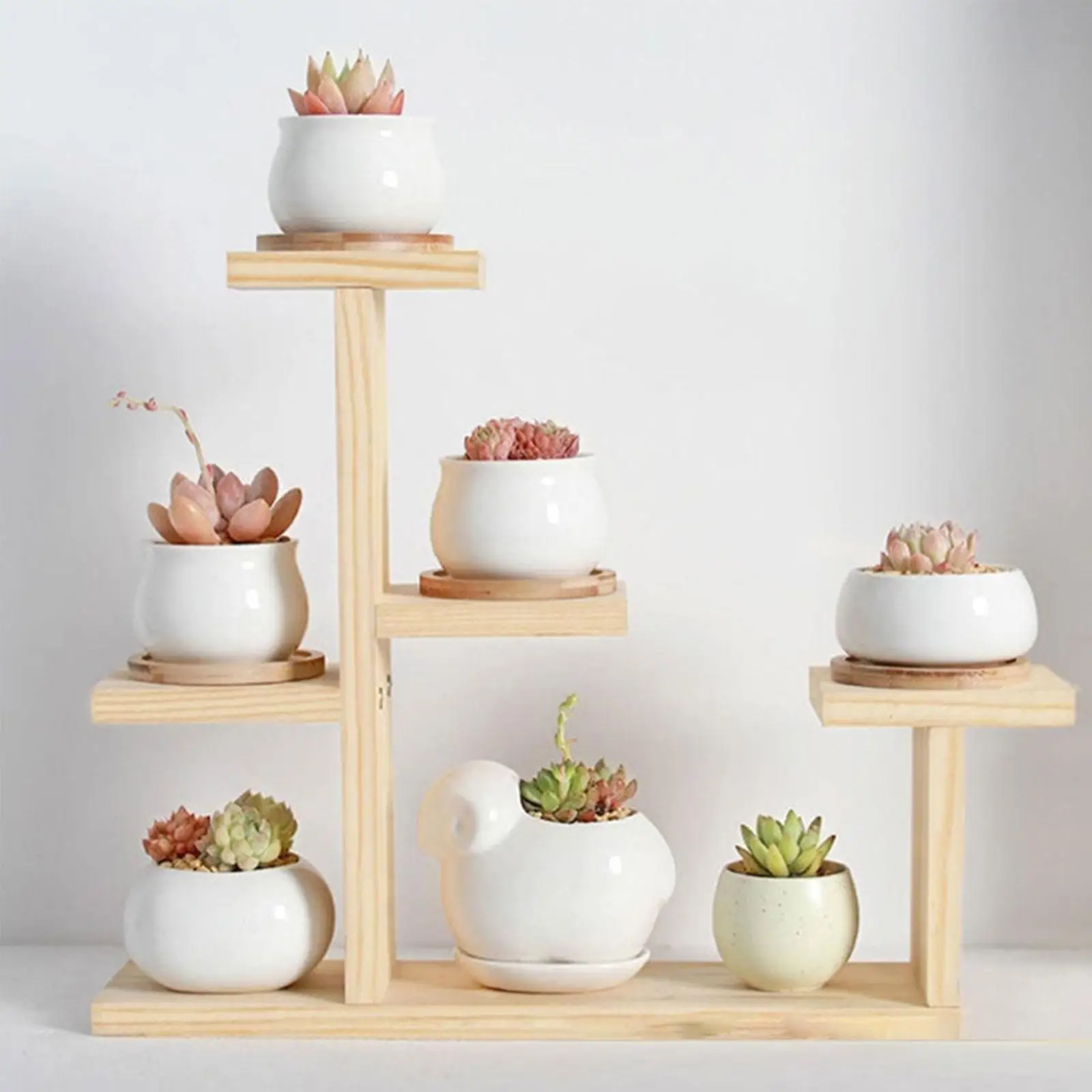 Wooden Plant Stand Floor Multilayer Flower Shelf Creative Versatile Practical Plant Display Rack Flower Pot Stand for Balcony