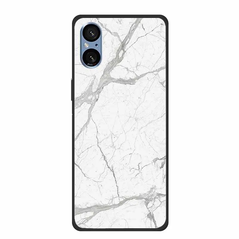 Elegant Marble Shockproof Soft Silicone TPU Back Cover for Sony Xperia 5V - Premium Phone Protection Case