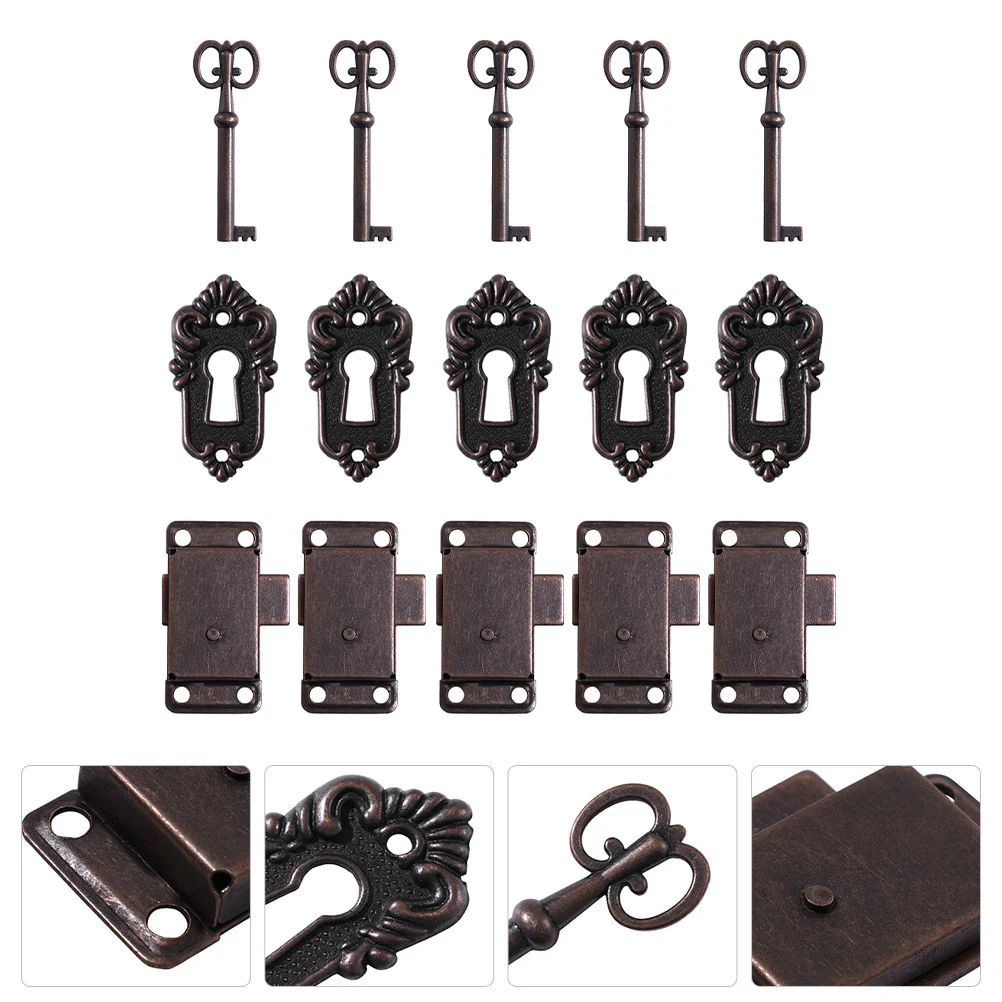 

5 Sets Lock Furniture Locks Old Fashioned Cupboard Iron Retro Wooden Case