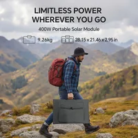 Panneau solaire portable NEWSMY 400W, cellules BC à haute efficacité de 24,3 %, étanche IP65, sortie MC4/XT60/DC, design pliable, stabilité améliorée avec 6 béquilles intégrées, pour le camping, les camping-cars et l'alimentation d'urgence, compatible avec les stations d'alimentation 6