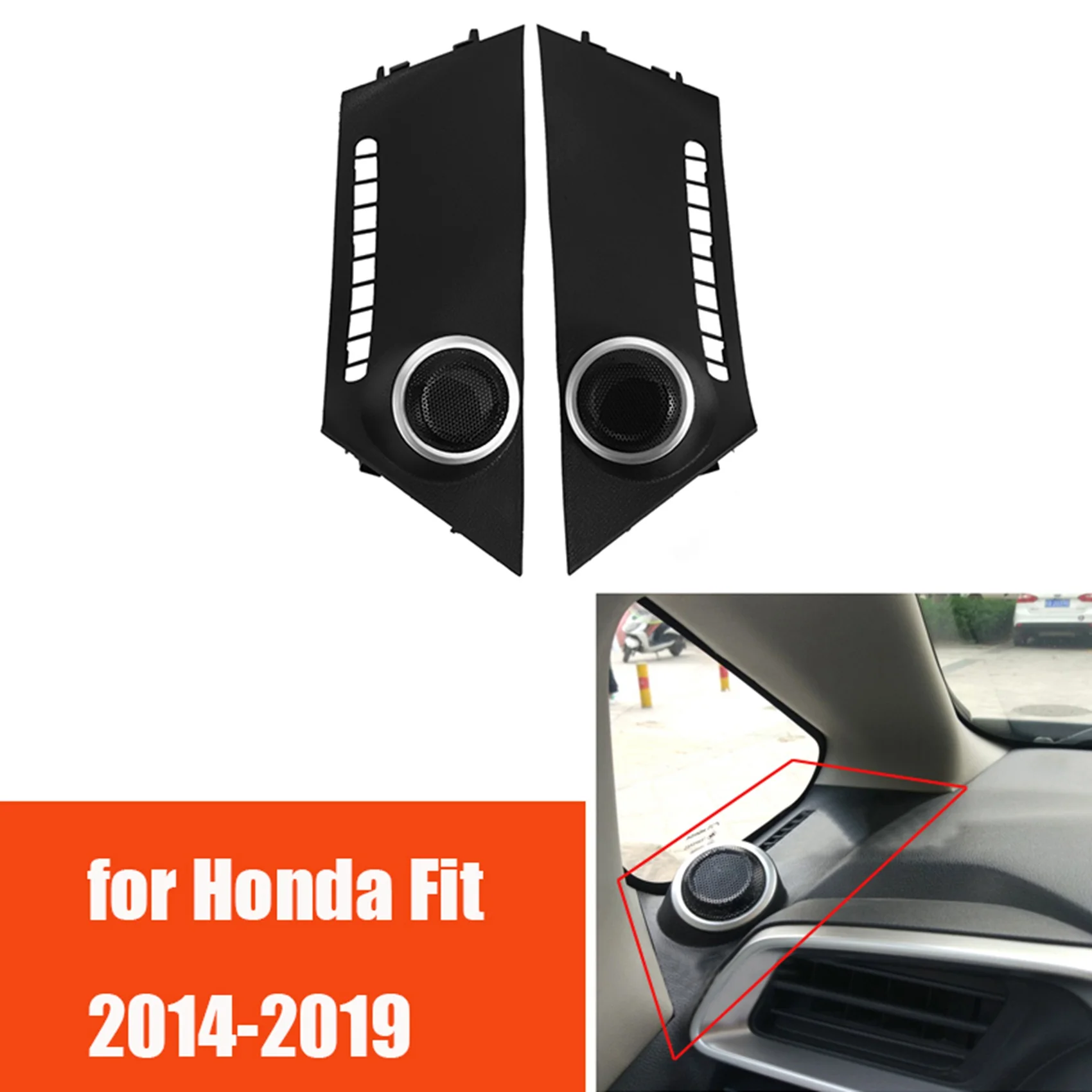 프론트 도어 트위터 스피커 커버 트레블 오디오 라우드 스피커 뚜껑 혼 쉘 장식 Honda Fit 2014-2019-N29R
