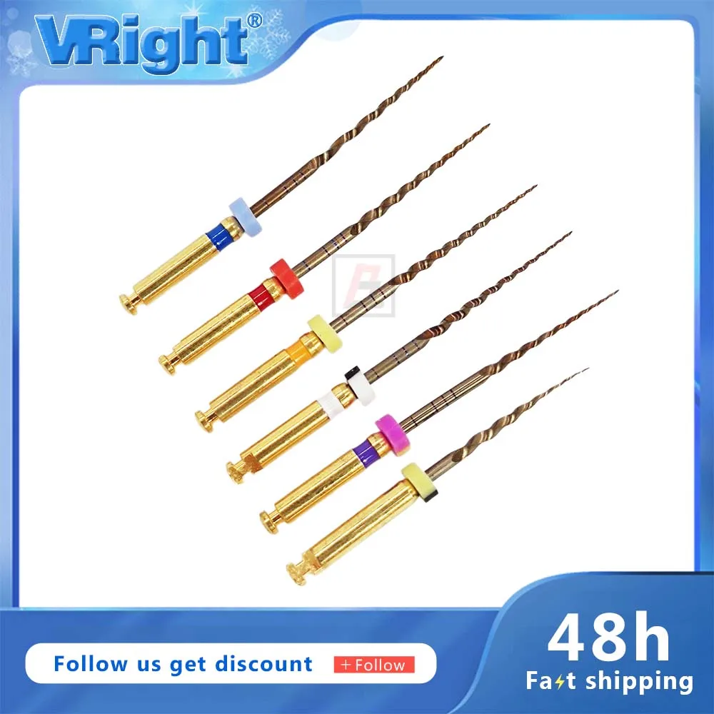 6pcs Dental Endo Rotary Endodontic Files Golden Dental Endo Motor Files