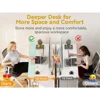 48 Inch White Computer Desk with 8 Fabric Drawers for Modern Home Office Study and Gaming Setup Featuring Large Storage Capacit 5