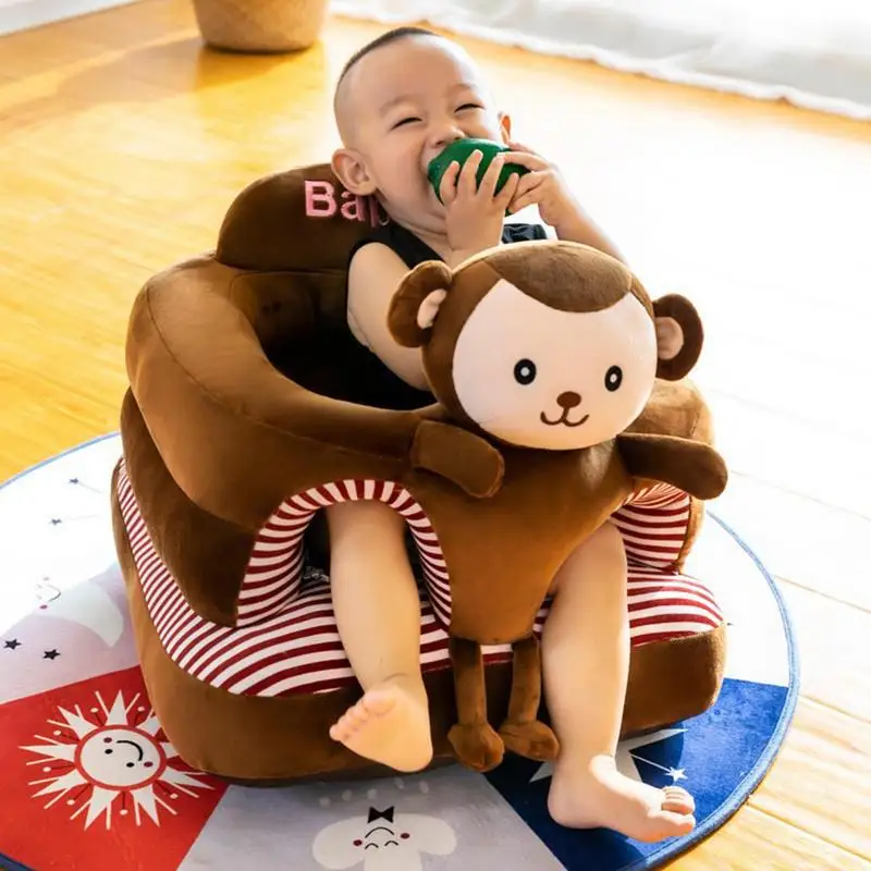 낙하 방지 유아 지지대 시트, 아기 앉기 배우기, 편안한 유아 둥지, 아기 소파 시트, 만화 동물 봉제 의자