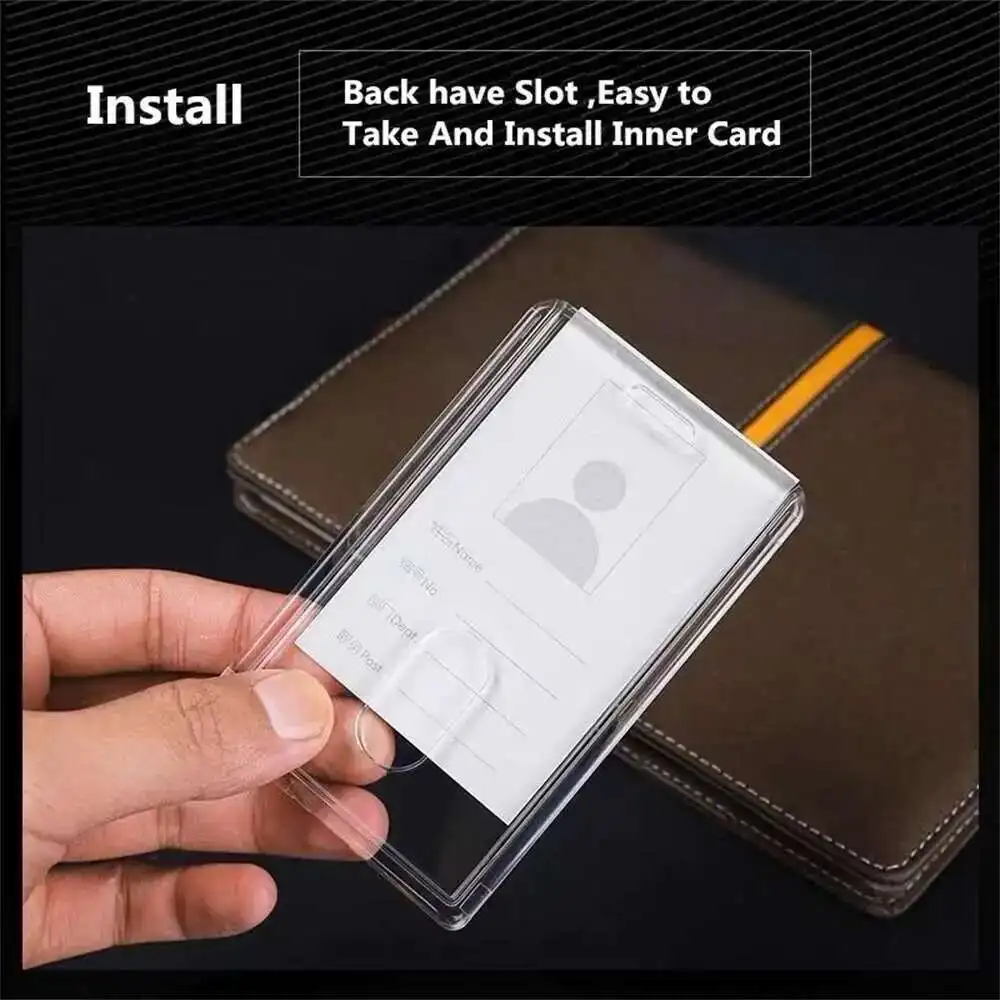 Heavy Duty Double-sided Clear Acrylic Id Card Badge Holder Name Tag Holder for Student Employee Worker Office Meeting Company