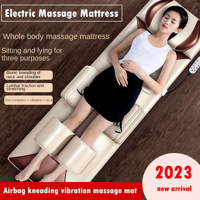 2024 Electric Massage Mattress Airbag Kneading Vibrating Mat For Neck Back Leg Moxibustion Therapy Body Relaxation Pain Relief