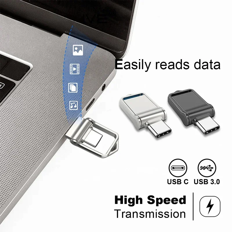 펜드라이브 USB 3.0 플래시 드라이브 듀얼 슬롯 고속 전송 메모리 스틱 금속 펜 드라이브 사진, 비디오, 파일 데이터 저장용