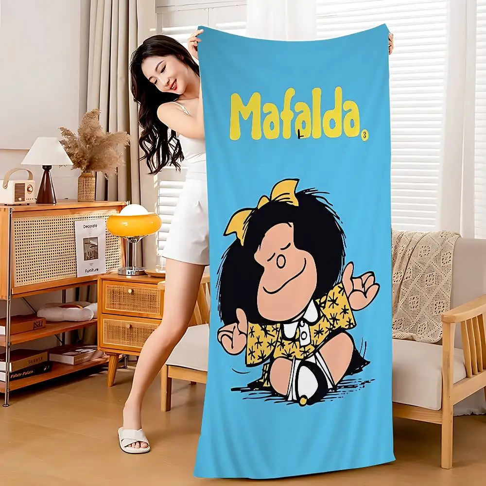 Cartoon Mafalda Microfiber Printed Beach Towel Mountain Climbing Yoga Beach Swimming Running Absorbent Soft Towel