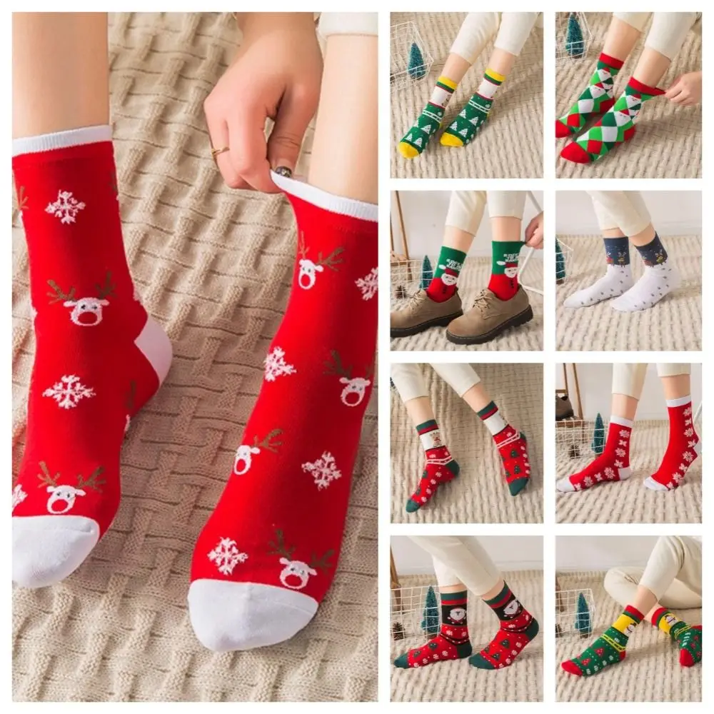 Funny Snow Christmas Socks Thickened Cotton Happy Christmas Socks Middle Tube Socks Elk Christmas Tree Socks Children