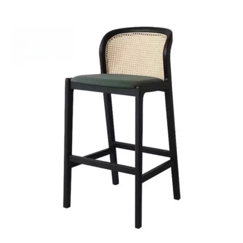 Espresso Elegance Home Counter Island Rattan Backrest Barstool 5