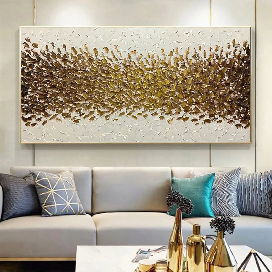 Large Gold Abstract Oil Painting – EzeePicks.com