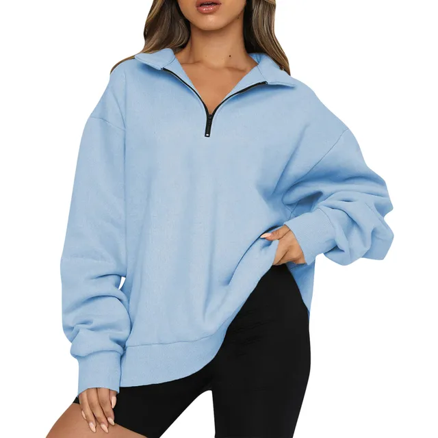 Womens Fall Winter Oversized Coat Half Zip Pullover Long Sleeve Sweatshirt  Quarter Zip Hoodie Sweater Outerwear Teen Girls Cloth| | - AliExpress