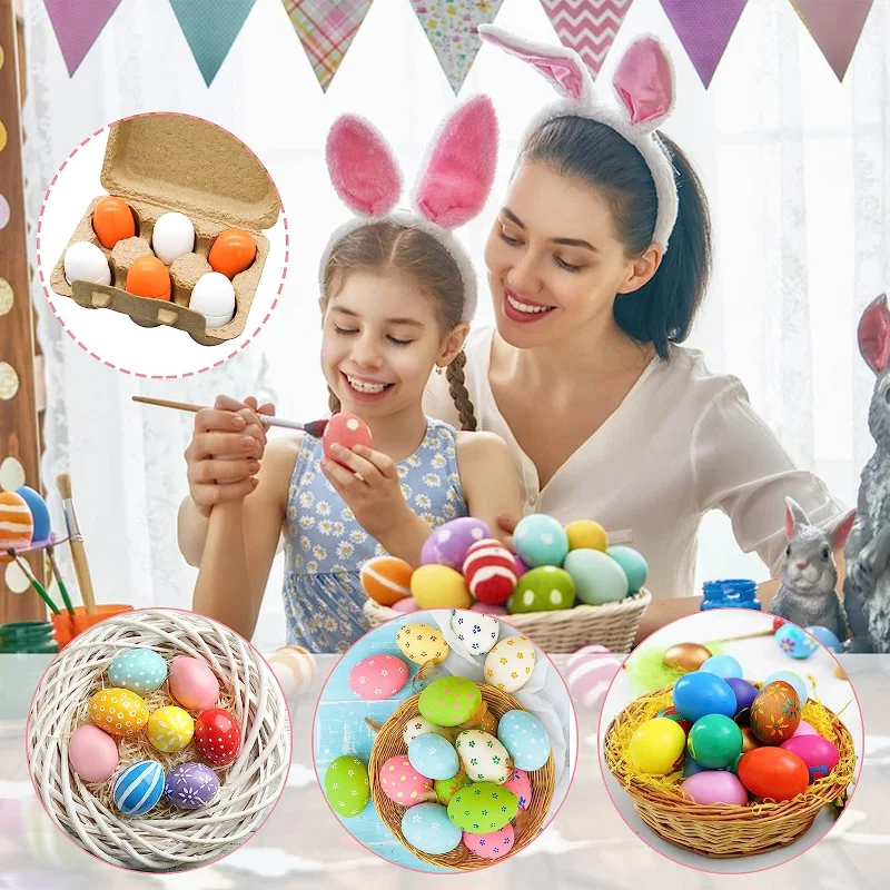 6pcs Wooden Eggs Toy Kitchen Toys Kids Play Food Cooking Pretend Play Set for Baby Early Development & Learning