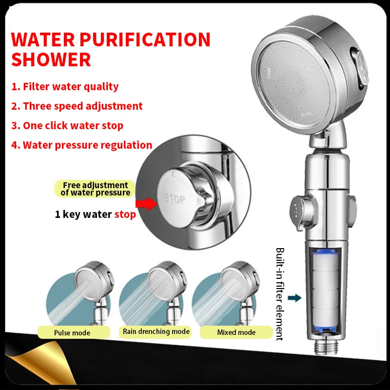Household Shower Head Pressurized Filtered Water Shower Nozzle Bathroom Handheld Spray Head Shower Accessories